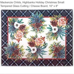New Mackenzie Childs glass holiday highbanks winter glass cutting board
